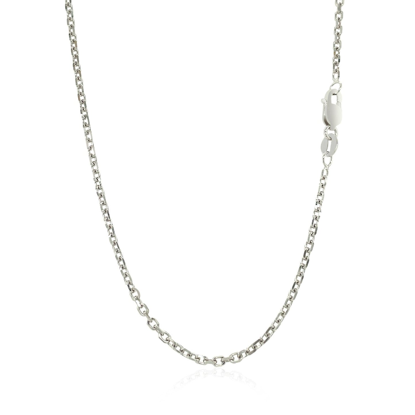 Cadena de eslabones tipo cable de 14k en oro blanco con corte de diamante de 1.8mm