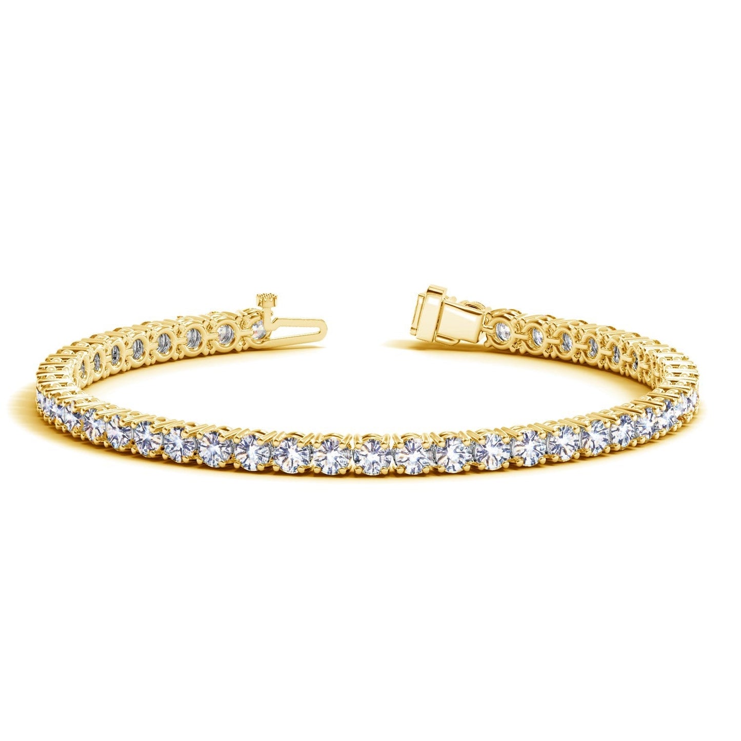 Pulsera de tenis de oro amarillo de 14 quilates con diamantes redondos cultivados en laboratorio (10 ct. de peso total F/G VS2/SI1)