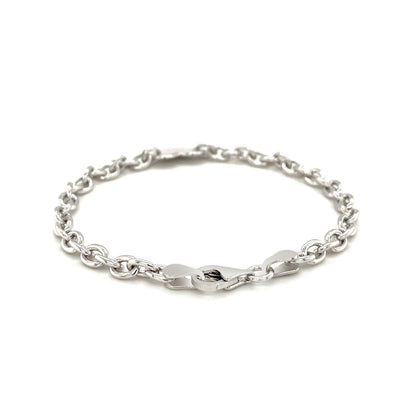 Pulsera de cadena de plata de ley con baño de rodio y corazón plano