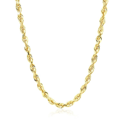 Cadena de soga sólida de oro amarillo de 10k con corte de diamante de 4.0mm