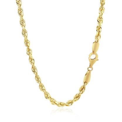 Cadena de soga sólida de oro amarillo de 10k con corte de diamante de 4.0mm