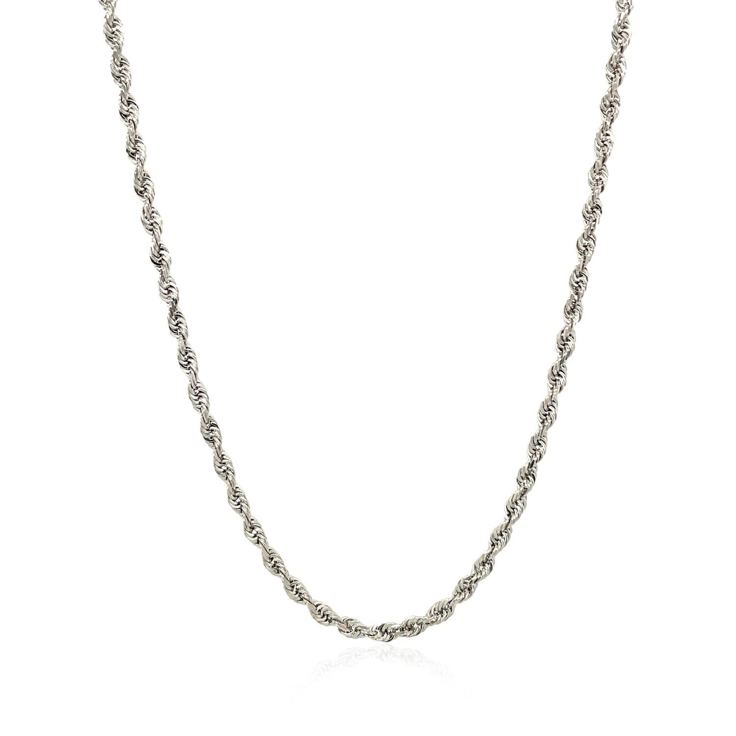 Cadena de oro blanco macizo de 14k, 2.5mm, corte diamante
