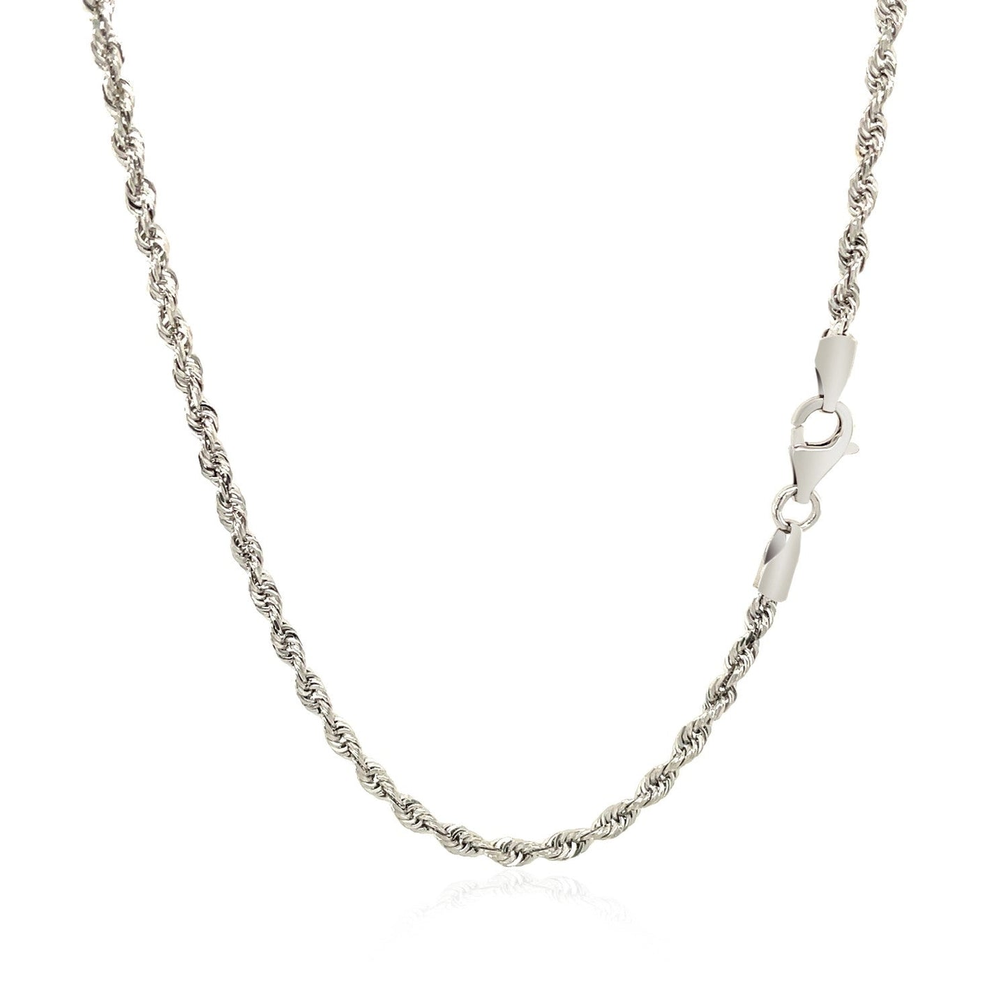 Cadena de oro blanco macizo de 14k, 2.5mm, corte diamante