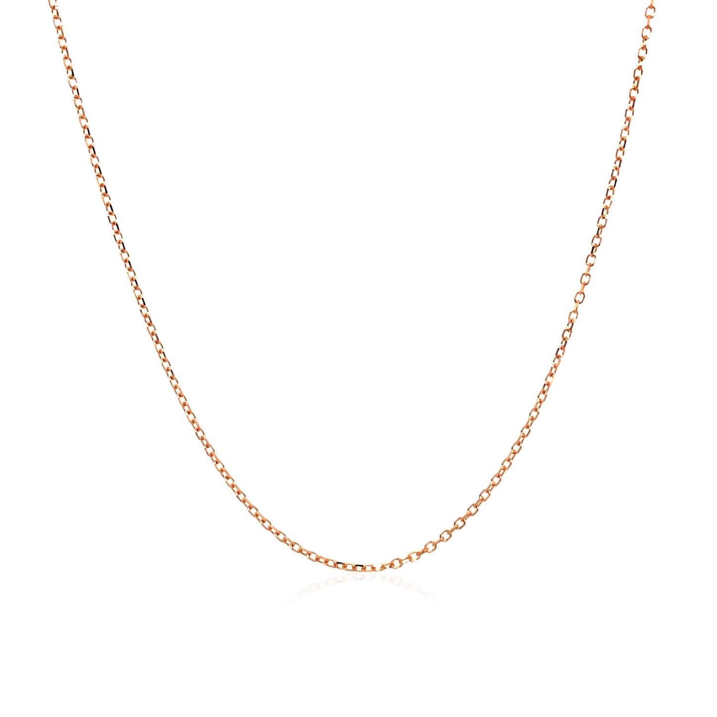 Cadena de eslabones tipo cable con corte de diamante de oro rosa de 14k y 0,8 mm