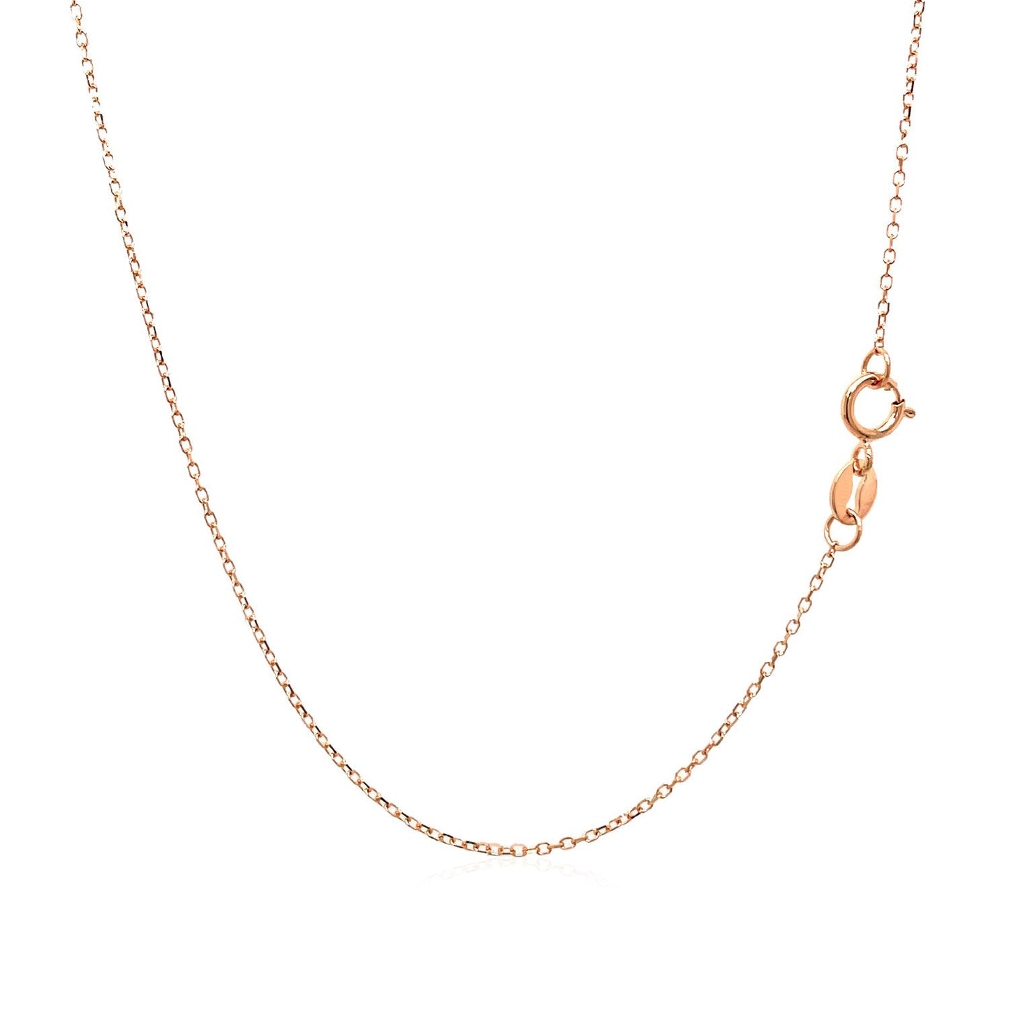Cadena de eslabones tipo cable con corte de diamante de oro rosa de 14k y 0,8 mm