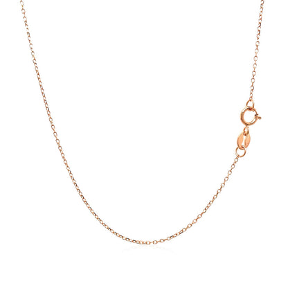Cadena de eslabones tipo cable con corte de diamante de oro rosa de 14k y 0,8 mm