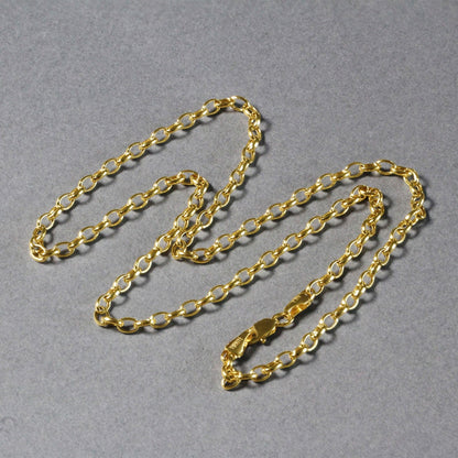 Cadena Rolo Ovalada de Oro Amarillo de 14k y 3.2mm