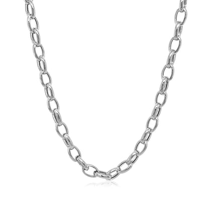 Cadena rolo ovalada de oro blanco de 14k y 4.6mm