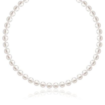 Collar de oro amarillo de 14k con perlas cultivadas de agua dulce blancas (6.0mm a 6.5mm)