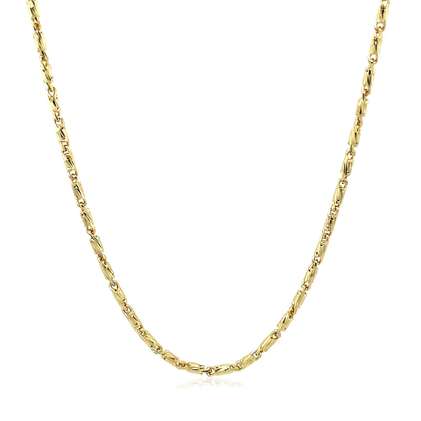 Cadena con colgante de eslabones calados corte diamante en oro amarillo de 14k (1,5 mm)