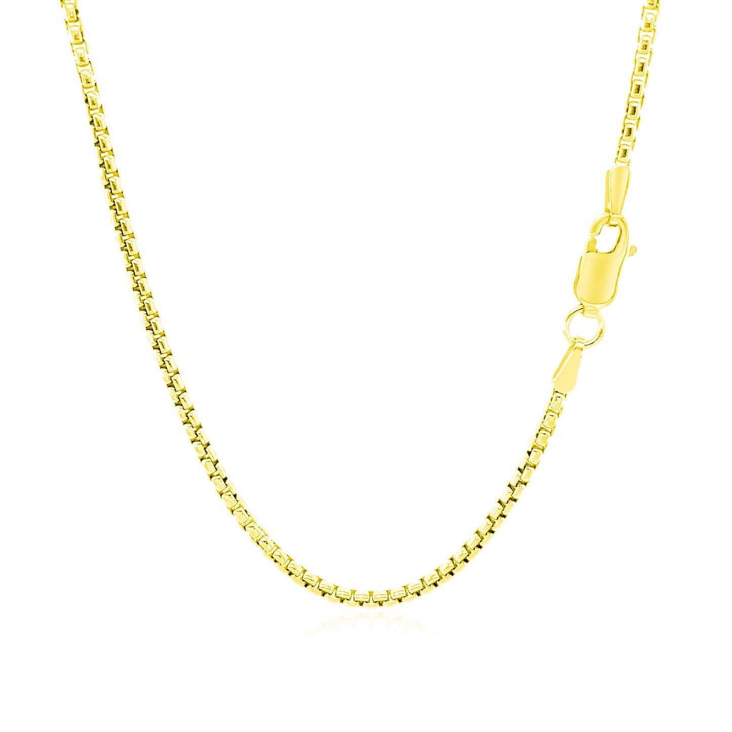 Cadena de caja redonda de oro amarillo de 14k y 1.7mm