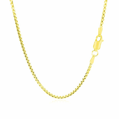 Cadena de caja redonda de oro amarillo de 14k y 1.7mm