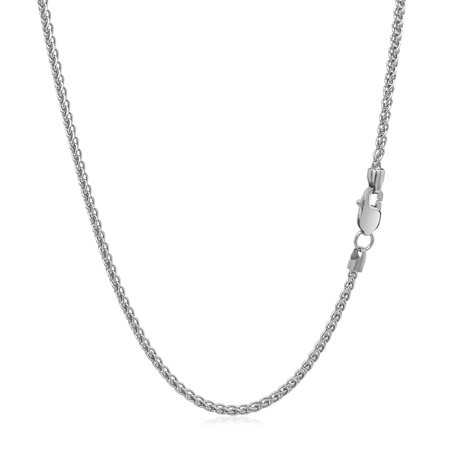 Cadena de espiga redonda de oro blanco de 14k de 1,5 mm