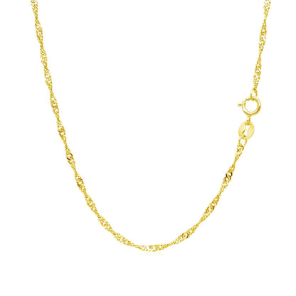 Cadena Singapur de oro amarillo de 10k y 1,5mm