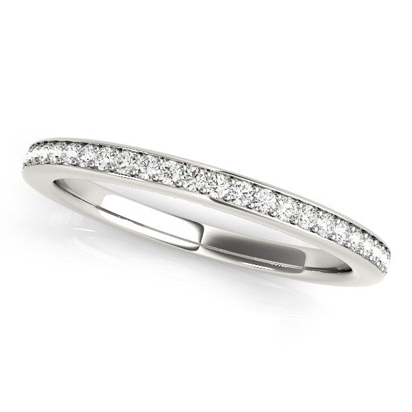 Anillo de boda sencillo de oro blanco de 14 quilates con diamantes (1/4 quilates en total)
