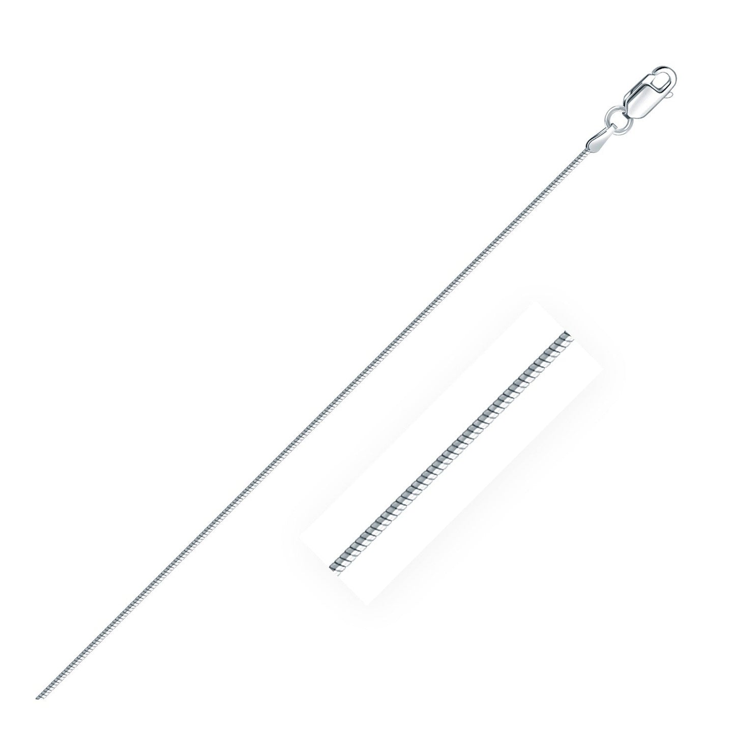 Cadena estilo serpiente de plata esterlina de 1,2 mm con baño de rodio