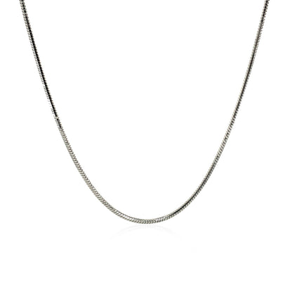 Cadena estilo serpiente de plata esterlina de 1,2 mm con baño de rodio