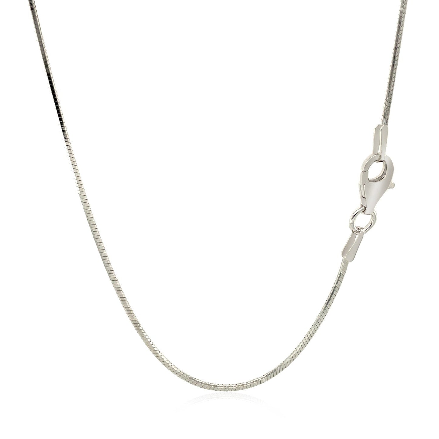 Cadena estilo serpiente de plata esterlina de 1,2 mm con baño de rodio