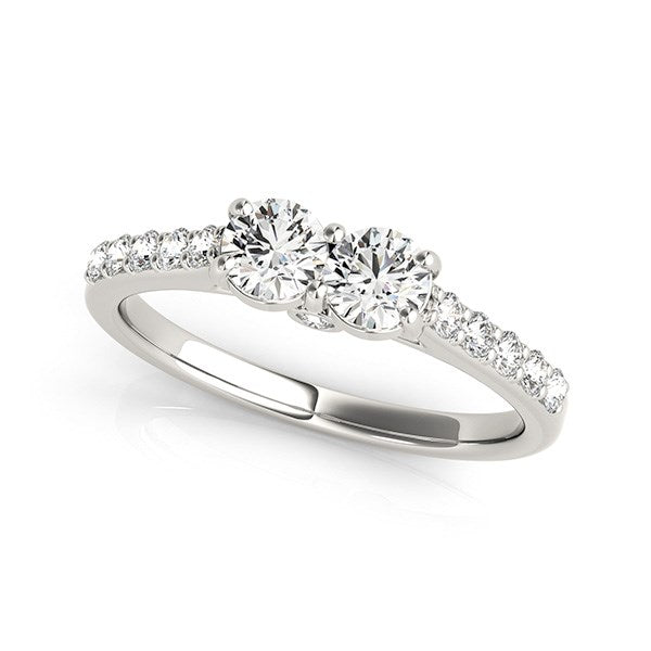 Anillo de oro blanco de 14 quilates con dos diamantes redondos (3/4 quilates en total)