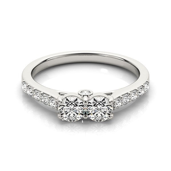Anillo de oro blanco de 14 quilates con dos diamantes redondos (3/4 quilates en total)