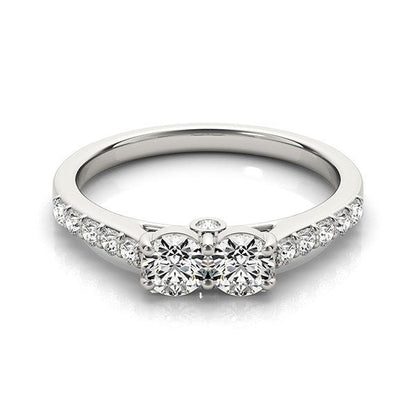Anillo de oro blanco de 14 quilates con dos diamantes redondos (3/4 quilates en total)