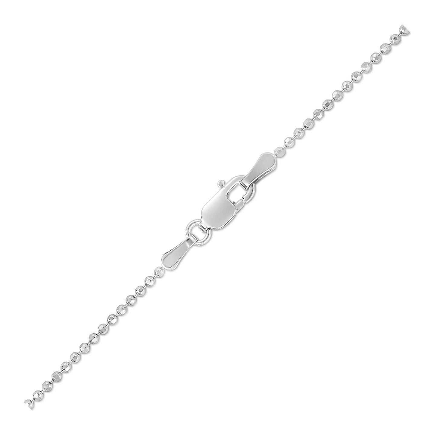 Cadena de cuentas facetadas de oro blanco de 14k de 1.2mm