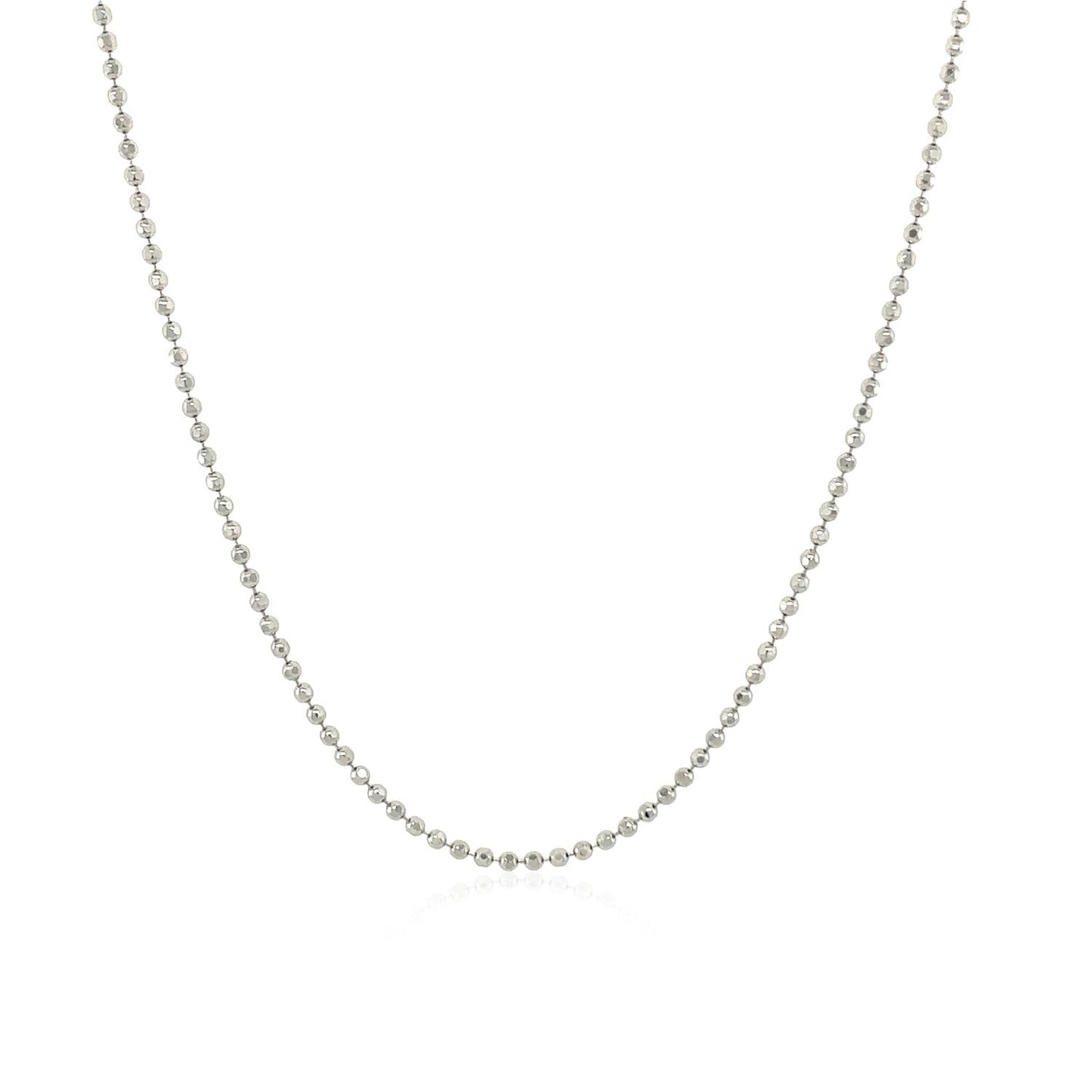 Cadena de cuentas facetadas de oro blanco de 14k de 1.2mm