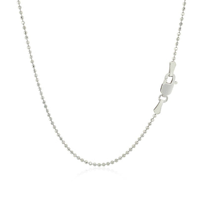 Cadena de cuentas facetadas de oro blanco de 14k de 1.2mm