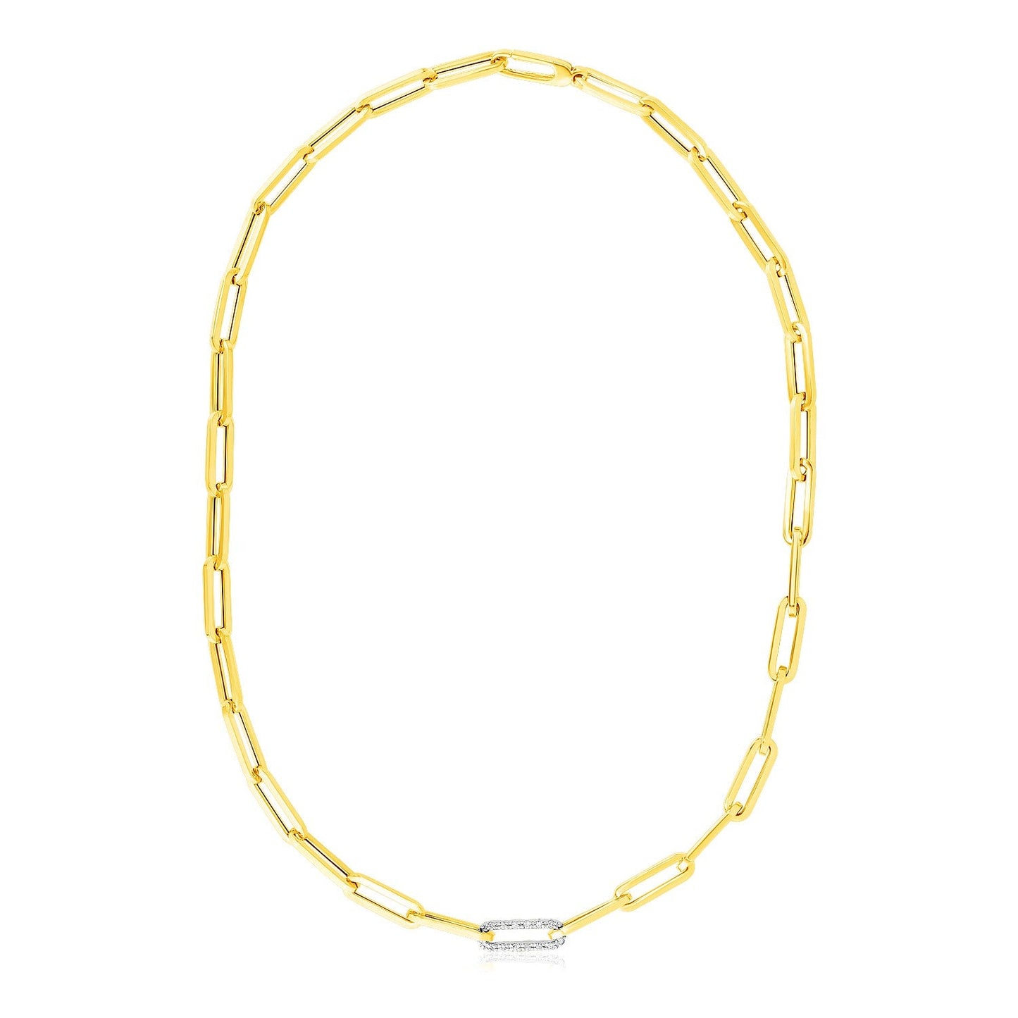 Cadena de eslabones de oro amarillo de 14k con uniones de diamantes