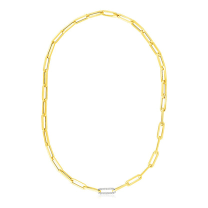 Cadena de eslabones de oro amarillo de 14k con uniones de diamantes