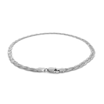 Pulsera Trenzada de Oro Blanco de 14k y 3,5mm
