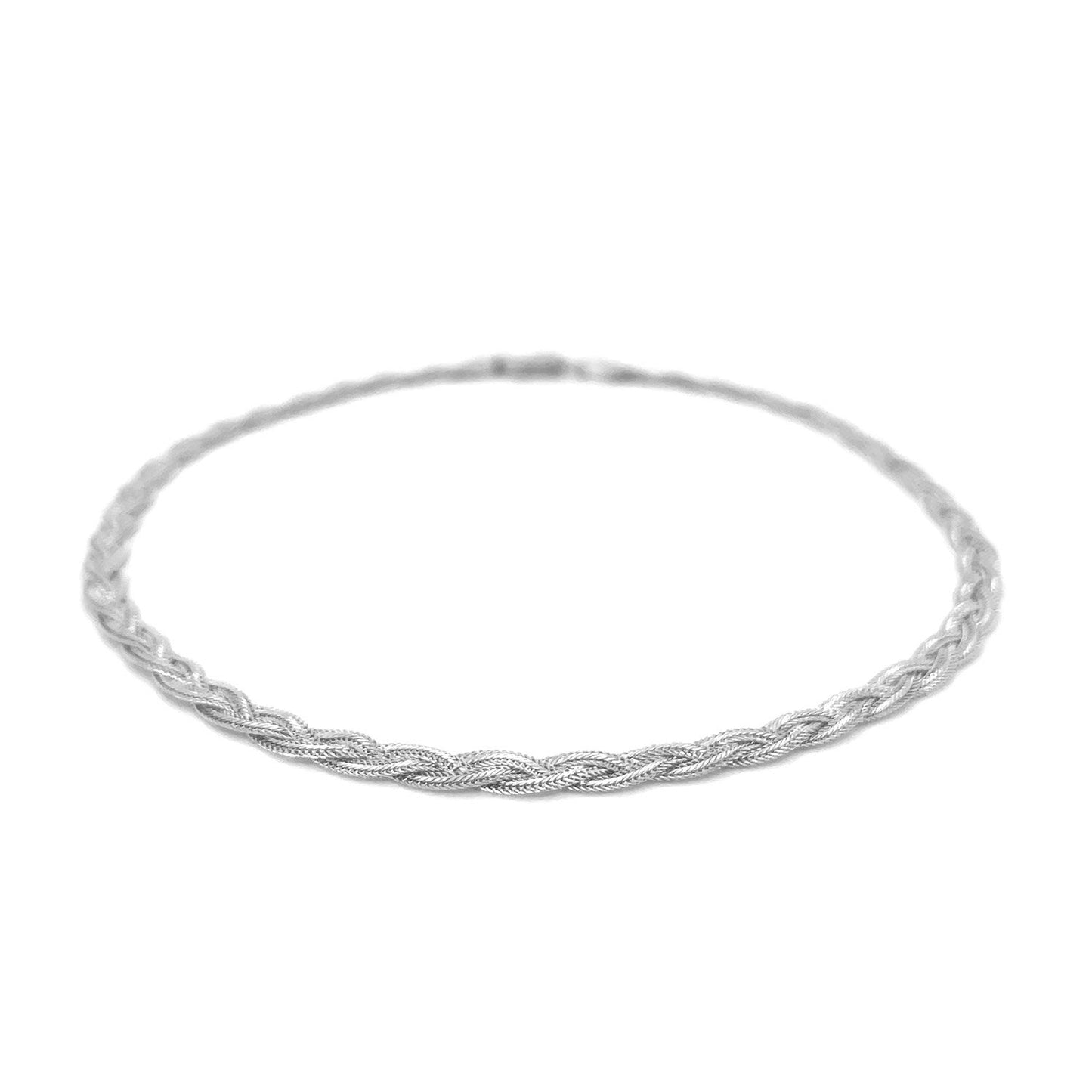 Pulsera Trenzada de Oro Blanco de 14k y 3,5mm