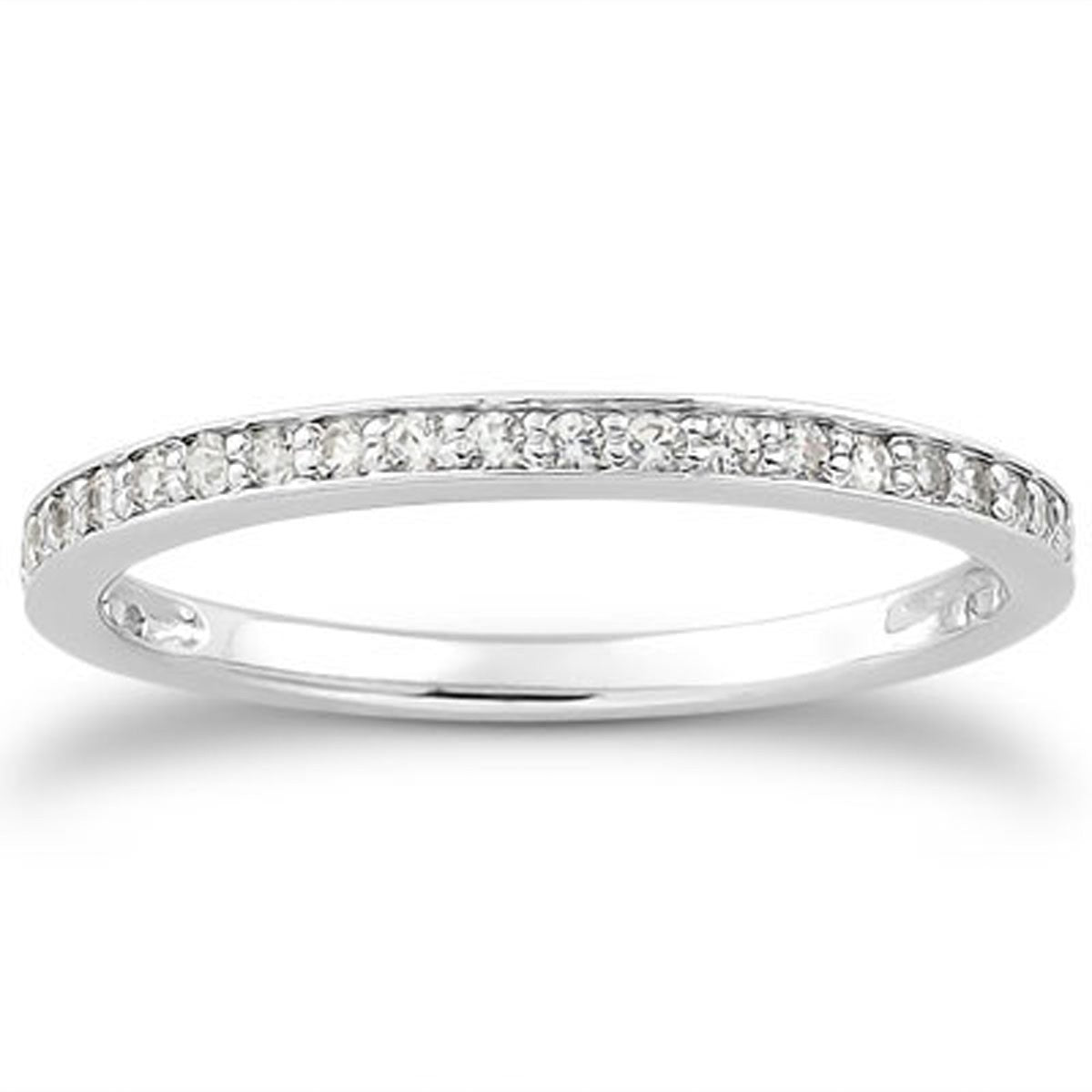 Juego de anillos de boda de oro blanco de 14k con micro pavé de diamantes, 3/4 alrededor