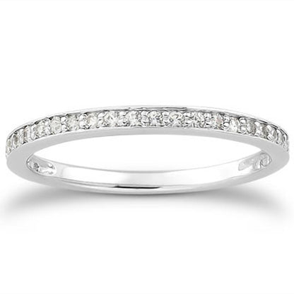 Juego de anillos de boda de oro blanco de 14k con micro pavé de diamantes, 3/4 alrededor