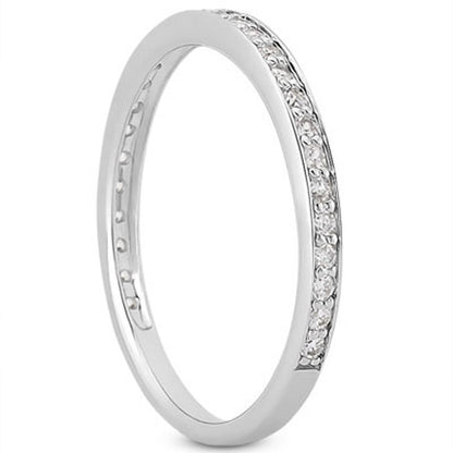 Juego de anillos de boda de oro blanco de 14k con micro pavé de diamantes, 3/4 alrededor