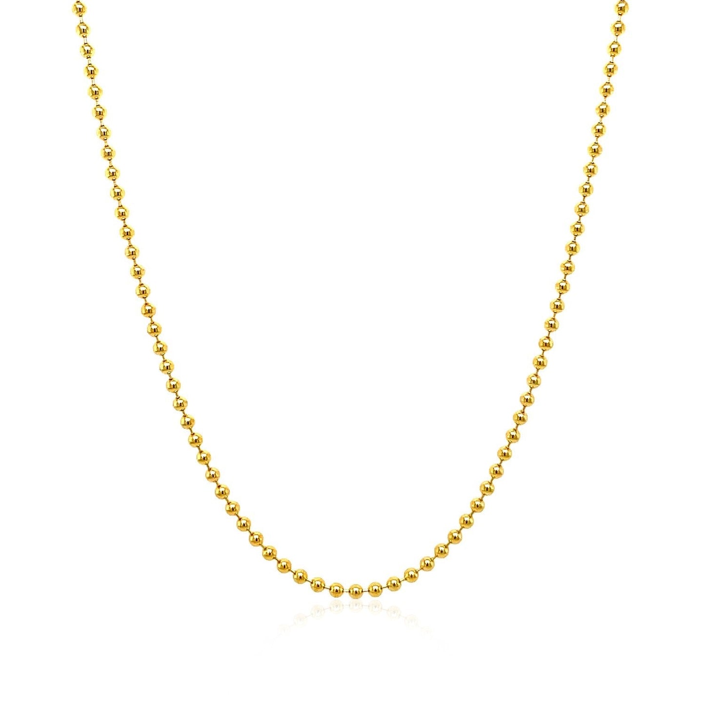 Cadena de bolas de oro amarillo de 18k de 1,5 mm (1,50 mm)