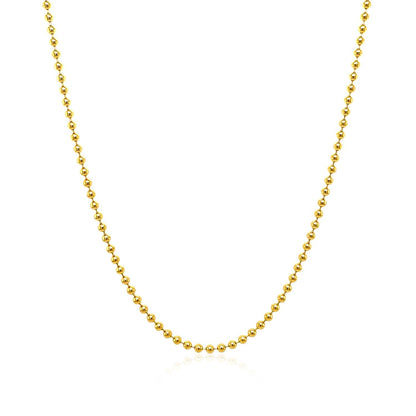 Cadena de bolas de oro amarillo de 18k de 1,5 mm (1,50 mm)