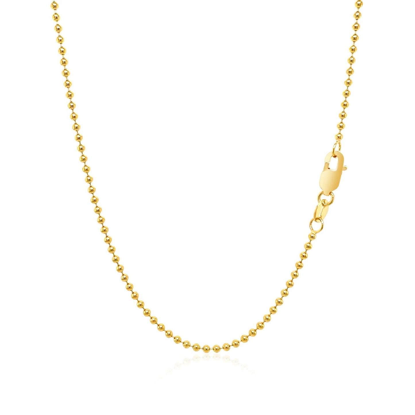 Cadena de bolas de oro amarillo de 18k de 1,5 mm (1,50 mm)