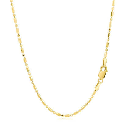 Cadena de Oro Amarillo de 14k con Cuentas Alternas Talladas con Diamante de 1.5mm