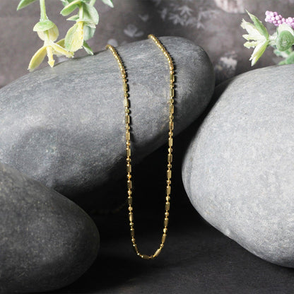 Cadena de Oro Amarillo de 14k con Cuentas Alternas Talladas con Diamante de 1.5mm