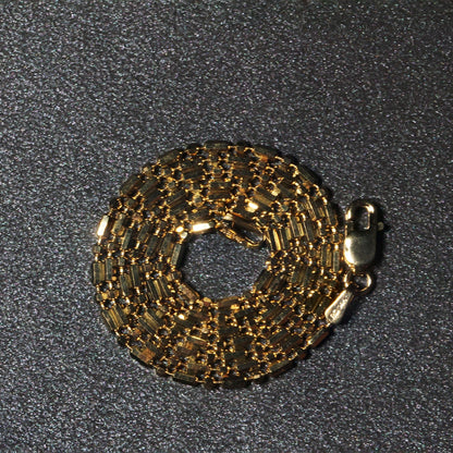 Cadena de Oro Amarillo de 14k con Cuentas Alternas Talladas con Diamante de 1.5mm