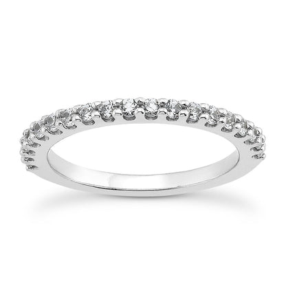 Anillo de boda de diamantes de oro blanco de 14 quilates con garras compartidas y engaste en U