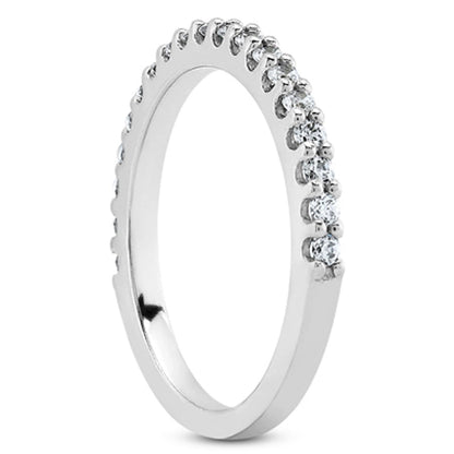 Anillo de boda de diamantes de oro blanco de 14 quilates con garras compartidas y engaste en U