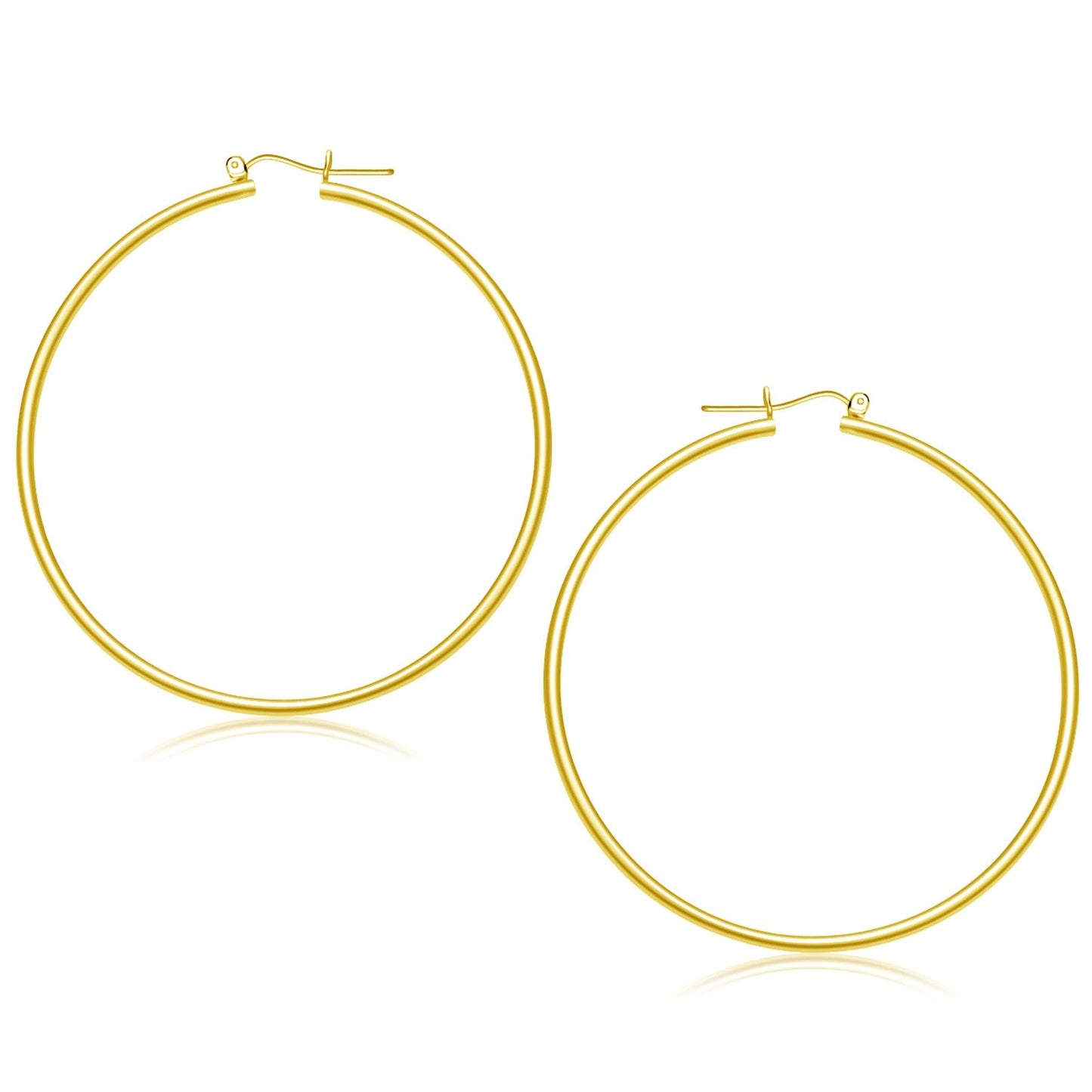 Aretes de aro pulidos de oro amarillo de 14k (55 mm)