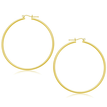 Aretes de aro pulidos de oro amarillo de 14k (55 mm)