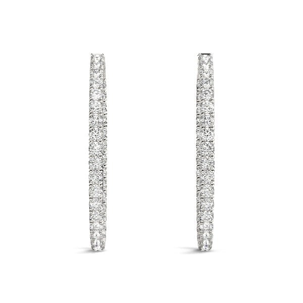 Aretes de aro ovalados de doble cara con diamantes en oro blanco de 14k (2 ct. t.w.)