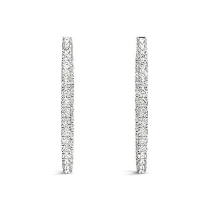 Aretes de aro ovalados de doble cara con diamantes en oro blanco de 14k (2 ct. t.w.)