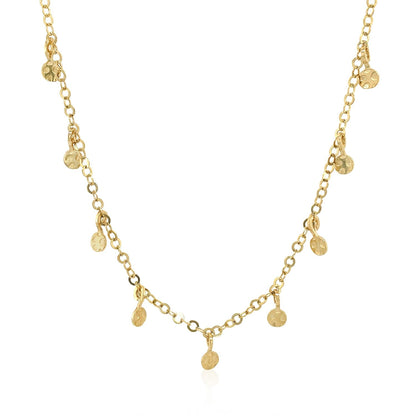 Gargantilla con cuentas martilladas en oro amarillo de 14k