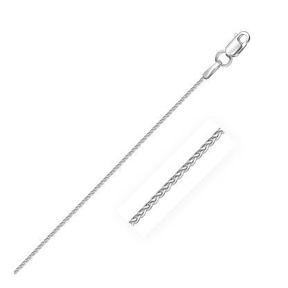 Cadena de trigo redonda de oro blanco de 14k de 1,0 mm