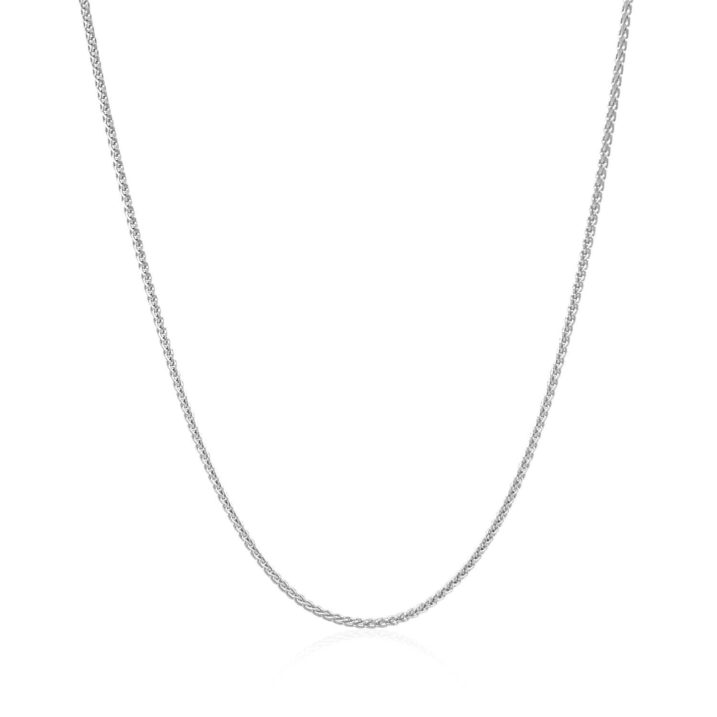 Cadena de trigo redonda de oro blanco de 14k de 1,0 mm